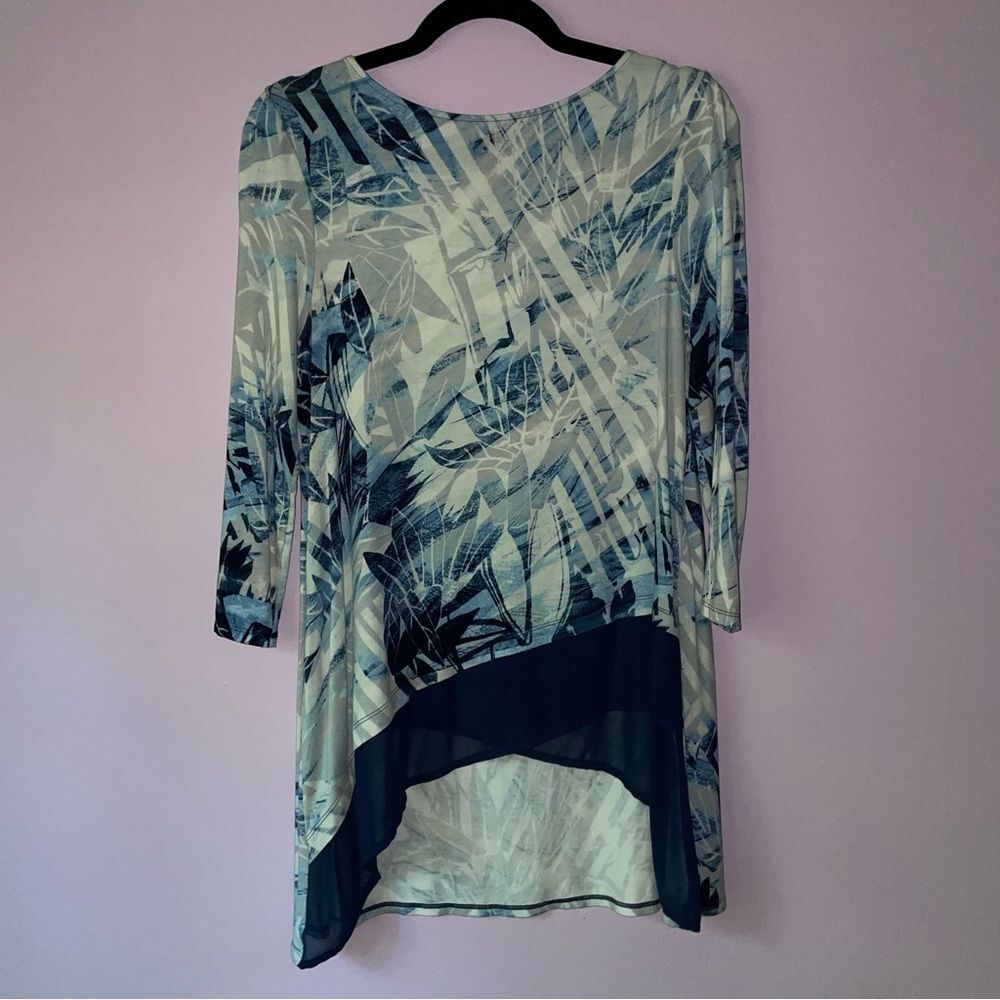 Chico's Easywear S Blouse Blue 3/4 Sleeve Top
